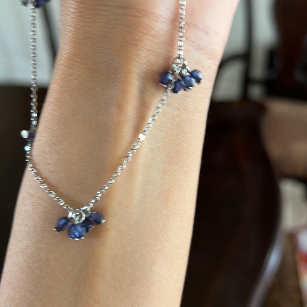 Sterling silver and blue stones necklace lace